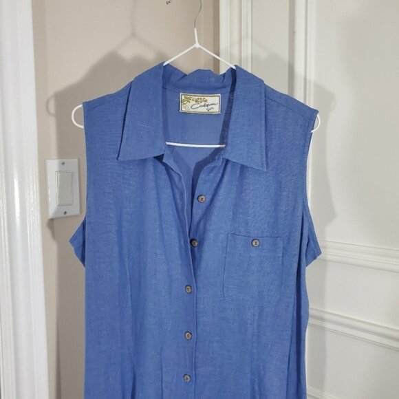 Vintage CALIFORNIA GIRL Maxi Button Down Linen Dress - Picture 6 of 15